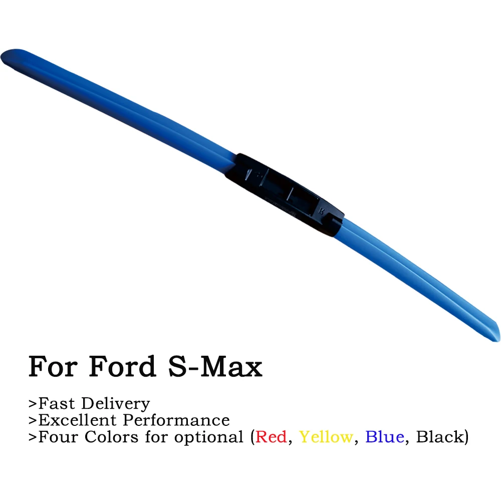 

2Pcs Colorful Frameless Hybrid Car Wipers For Ford S-MAX 2006-2020 Red Blue Yellow Black Soft Rubber Windscreen Wiper Blades H5