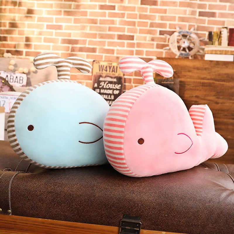 

Plush Toys Software Stripes Whale Pillow Northern European-Style Sofa Cushion Water Spouting Dolphin Blue Whale Doll a-Piece