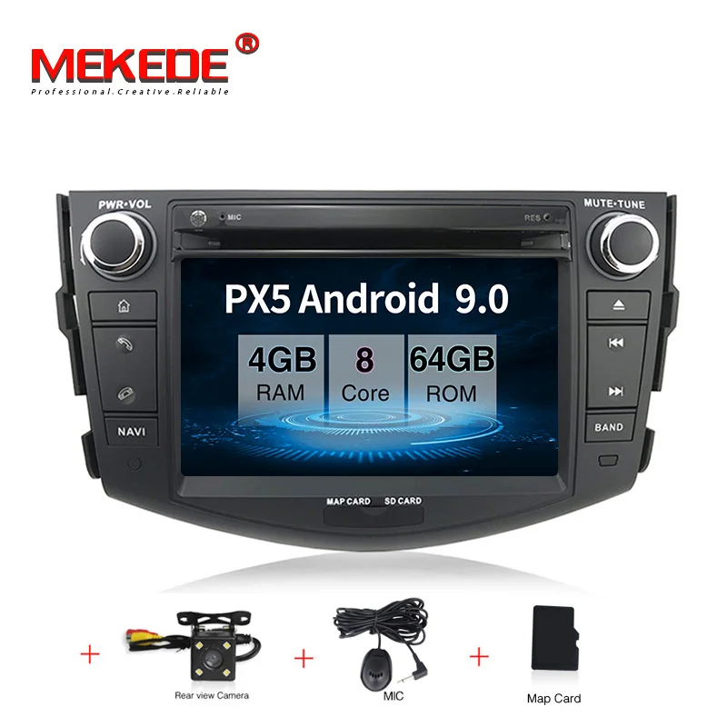 HD 4+ 64G PX5 Android 9,0 Автомобильный dvd плеер для Toyota RAV4 для Toyota Previa Rav 4 2007 2008 2009 2010 2011 2 din 1024*600 с gps навигацией, Wi-Fi, 8 ядер - Цвет: 64G dvd camera