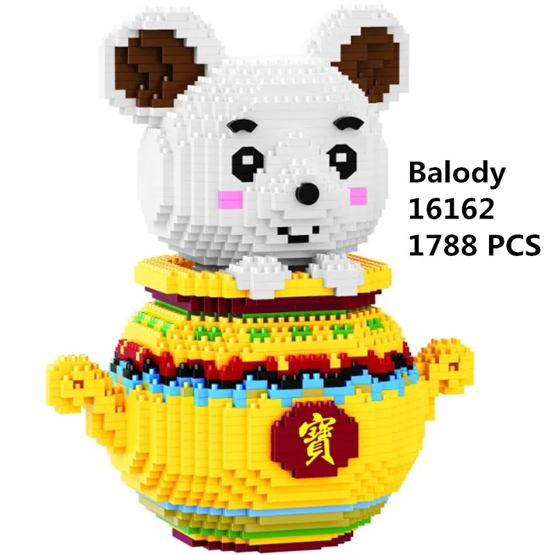 Balody cornucopia small ABS particles auspicious treasure bowl image assembled diamond building blocks toys for children gifts | Игрушки и