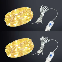 USB LED String Lights Fairy Garland 8Mode Remote Control 2M3M4M5M Outdoor Waterproof Wedding Christmas Holiday Decoration Light