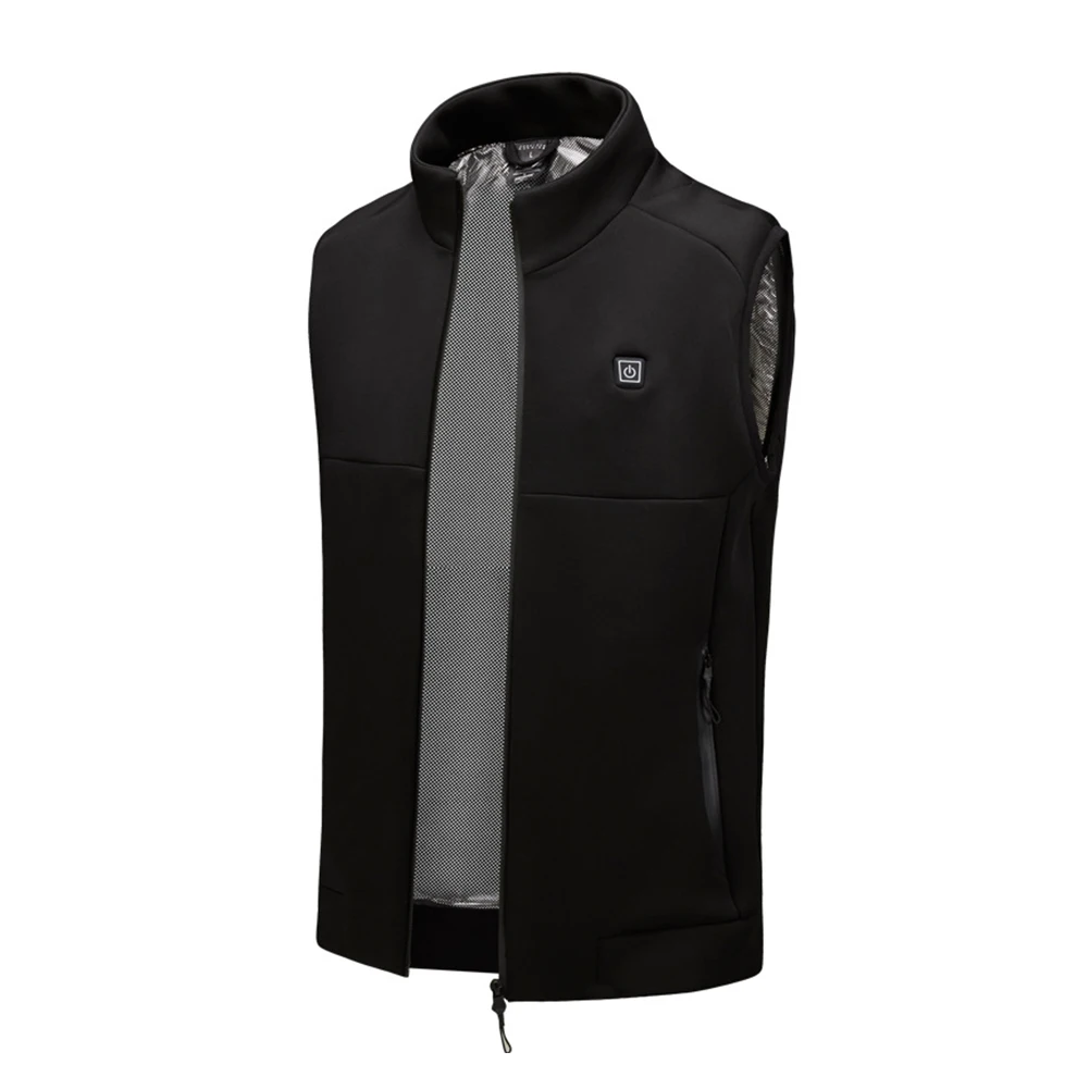 Men Women Outdoor USB Infrared Heating Vest Jacket Winter Flexible Electric Thermal Clothing Waistcoat Fishing Hiking - Цвет: Черный