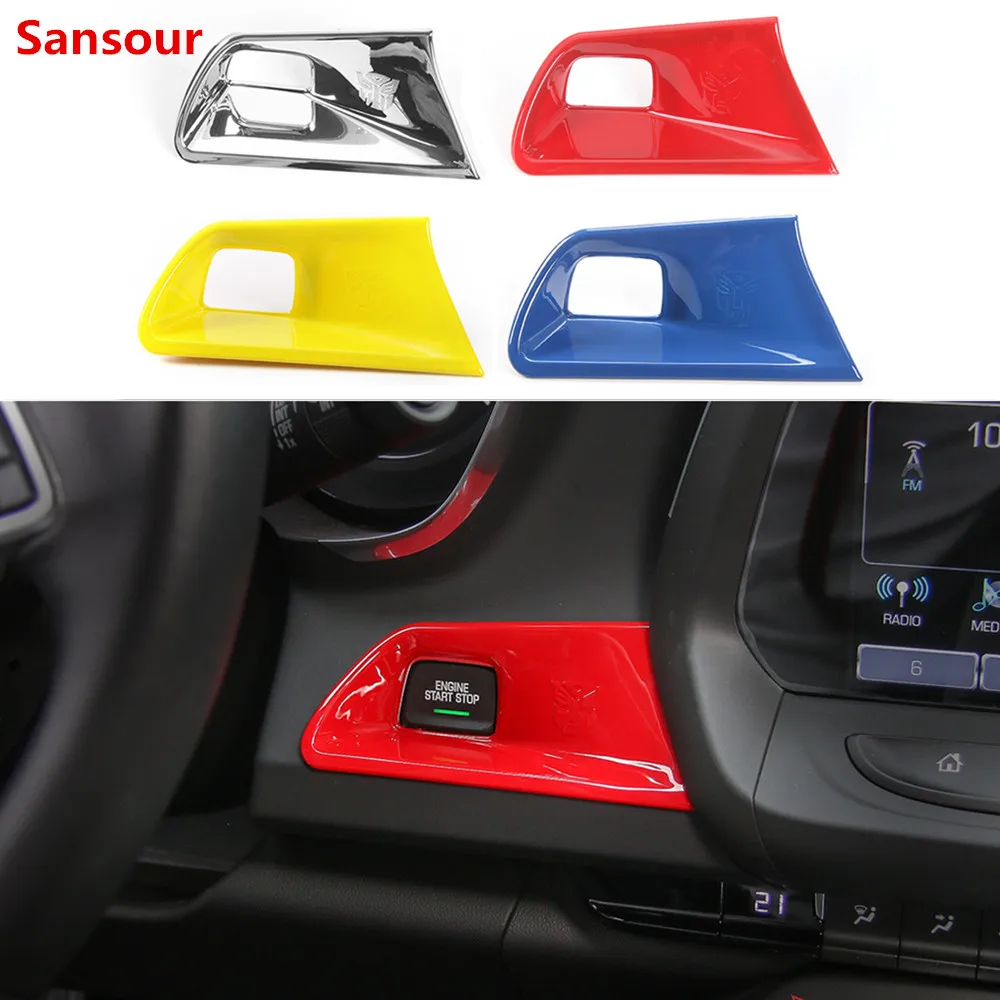 

Sansour кнопка запуска и остановки двигателя в салоне автомобиля, декоративная наклейка на крышку для Chevrolet Camaro 2017 и выше, автомобильные аксессуары, Стайлинг