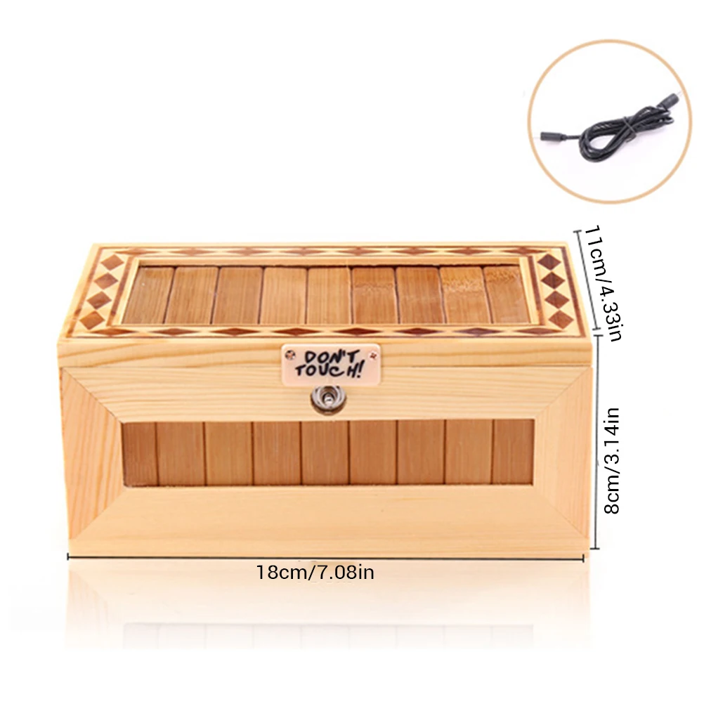 Holz Useless Box Leave Me Alone Don't Touch Unbrauchbar Spielzeug for Kinder Toy 
