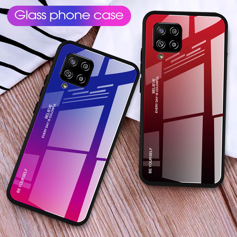 galaxy s22 ultra leather case Shockproof Case For Samsung Galaxy A51 S20 FE S21 S22 Ultra S20 Plus A21S A42 5G A71 A41 A21 Gradient Tempered Glass Case Coque s22 ultra case