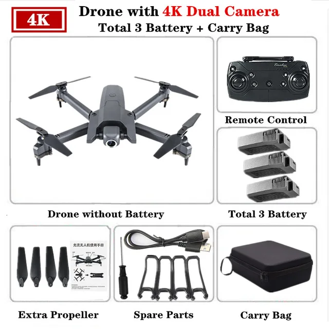 Радиоуправляемый Дрон с 4K HD камерой WiFi FPV Квадрокоптер 106 высокое удержание складной рычаг инопланетянин Вертолет VS E58 R8 SG106 Дрон игрушка - Цвет: 4K camera bag 3B