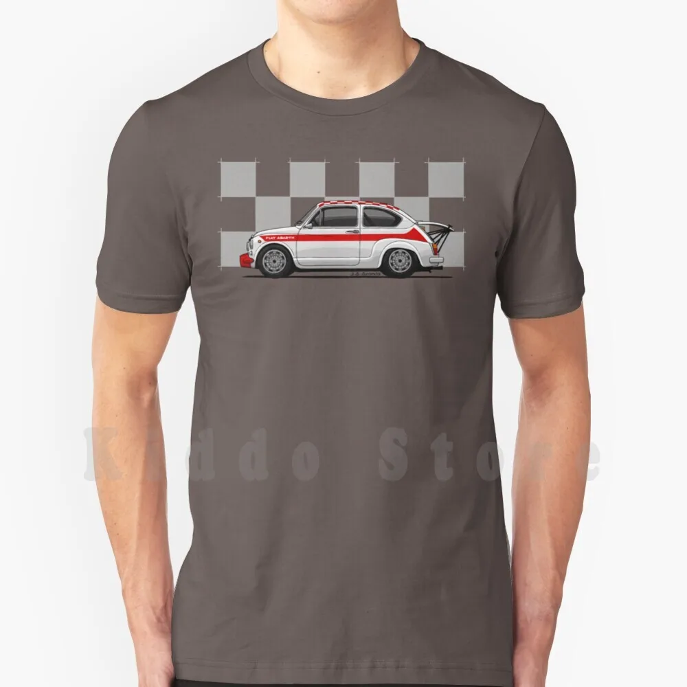 My Classic 600 850 Tc Disegno Con Bandiera A Scacchi Sfondo T Shirt Fai Da Te Grande Formato 100% Cotone Fiat Abarth 850 Tc 1000 600 Auto