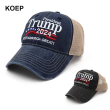 Koep novo donald trump 2024 boné lavado malha bonés de beisebol manter a américa great snapback presidente chapéu bordado transporte da gota