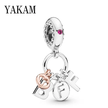 

Best Friend Forever Pendant Fit Original Pan Charms Bracelet BFF Letters Beads for Jewelry Making Friends Gift Women Bangles