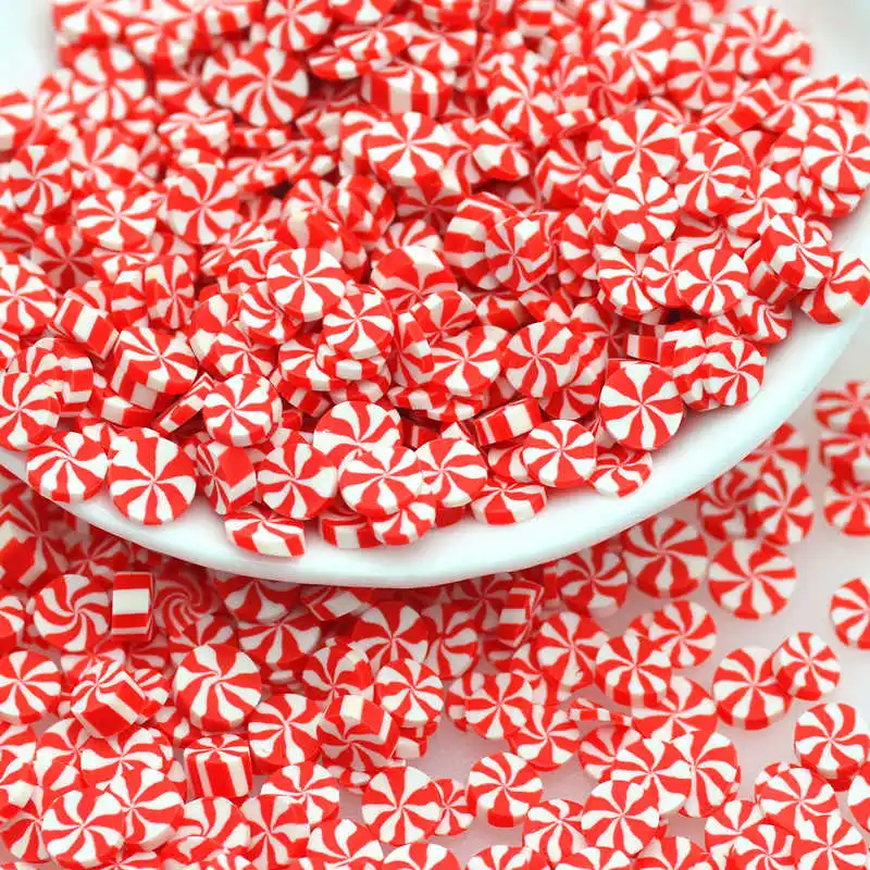 5mm Polymer Clay Red-White Windmills Candy Sprinkles Dollhouse Dessert Decoration Toppings Kawaii Slime Crafting Supplies polymer clay slices
