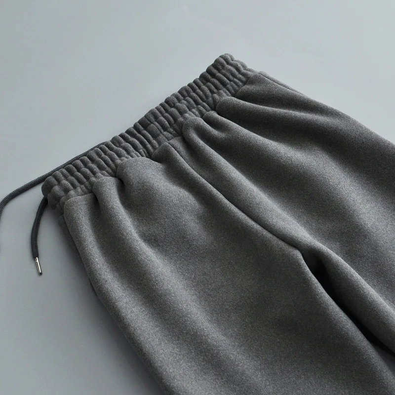 На зимнем меху утепленные спортивные брюки для девочек Новая эластичная кулиска на талии брюки для Для женщин Свободные Повседневное Для женщин брюки