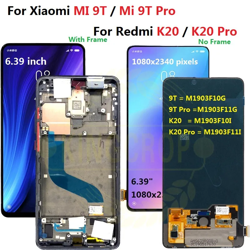 6,3" для Xiao mi Red mi K20 lcd дисплей кодирующий преобразователь сенсорного экрана в сборе для Xiaomi mi 9t для Red mi K20 Pro lcd с рамкой