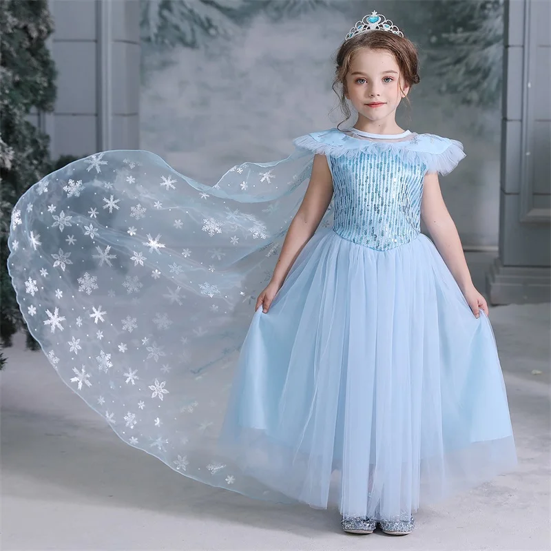 Cosplay Queen Elsa Dresses Elsa Elza Costumes Princess Anna Dress for Girls Party Vestidos Fantasia Kids Girls Clothing Elsa Set