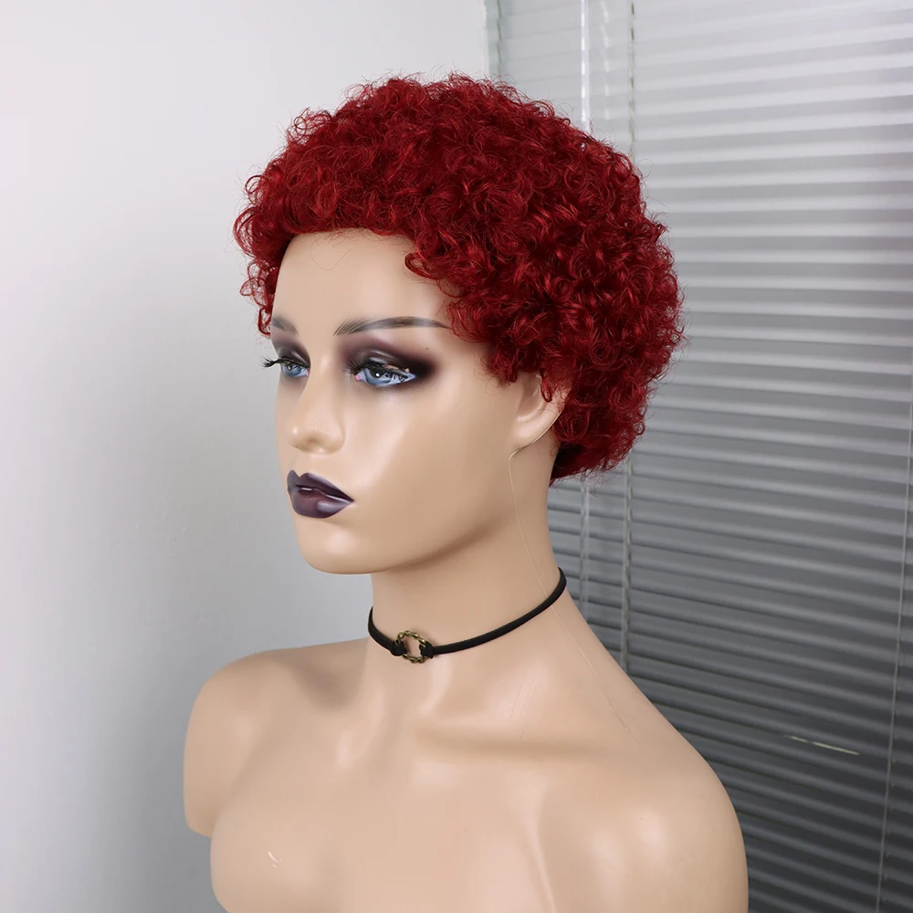 Short Curly Hair Wigs Pixie Cut Brazilian Human Hair For Black Women Natural Black 150% Density Glueless Afro Kinky Curly Wig