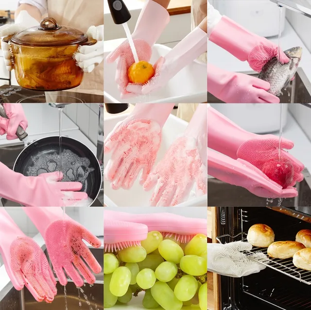 Gants De Vaisselle En Silicone, Pour La Cuisine, Pour Le Nettoyage  Multifonctionnel, Pour La Maison, Anti-brûlure - Gants De Vaisselle -  AliExpress