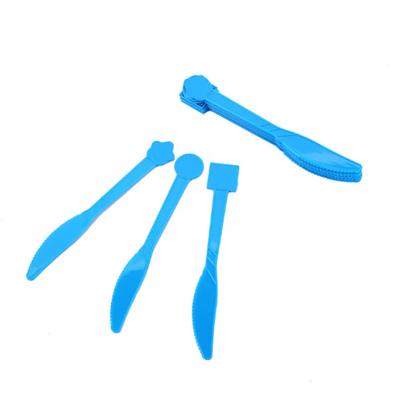 knife 10pcs Новые вечерние украшения синий парусник навигатор напечатаны тема одноразовые наборы посуды Детская Игрушка В ванную принадлежности для рождения детей - Цвет: knife 10pcs