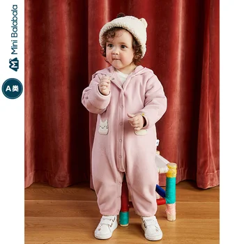 

Minibala Baby romper newborn one-piece pajamas romper 2020 new hooded cotton romper to keep warm