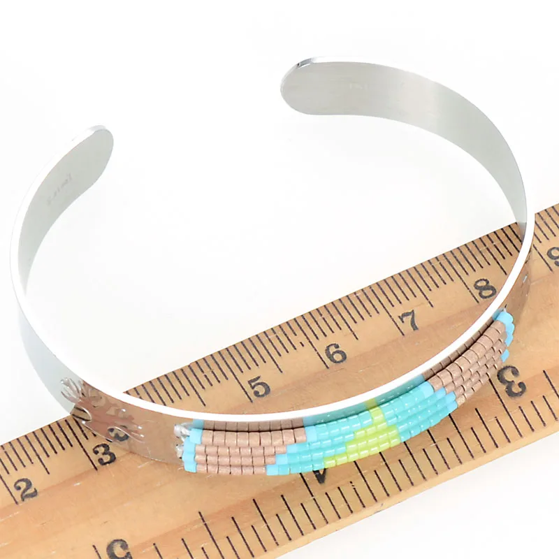 Miasol ручной работы, стеклянные бусины, спроектированные эмалью Древо жизни, серебро, нержавеющая сталь, открытые регулируемые браслеты для девочек, браслеты
