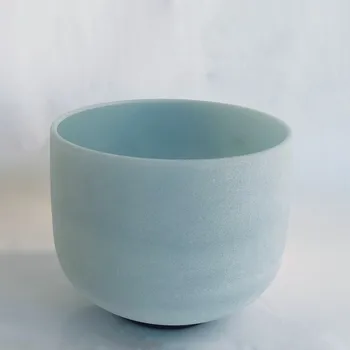 

KVKA Gemstone Emerald Fusion B Note Crown Chakra Frosted Quartz Crystal Singing Bowl 8 inch