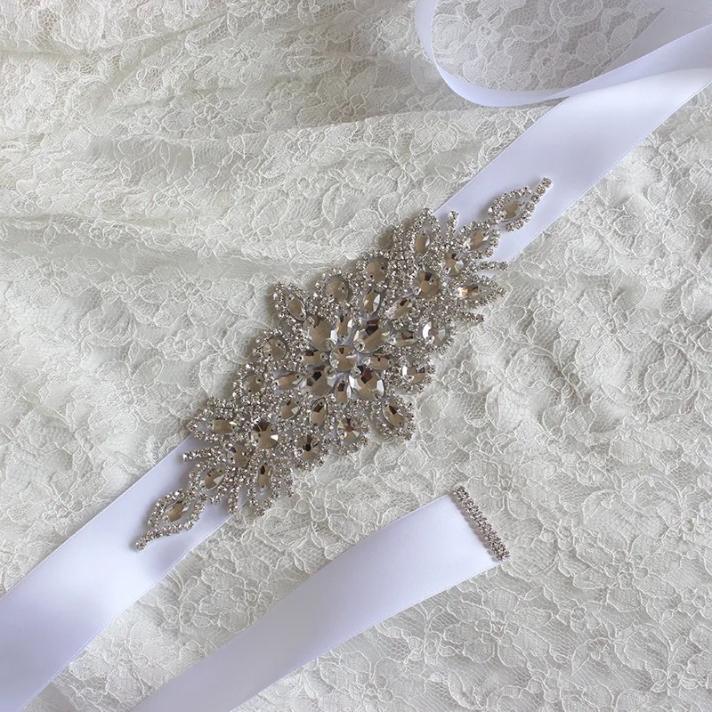 

Mingli Tengda Bride Ribbon Belt Luxurious Rhinestone Wedding Accessories Snow Bud/Pink/White/champagne Waistband Bridal Sashes