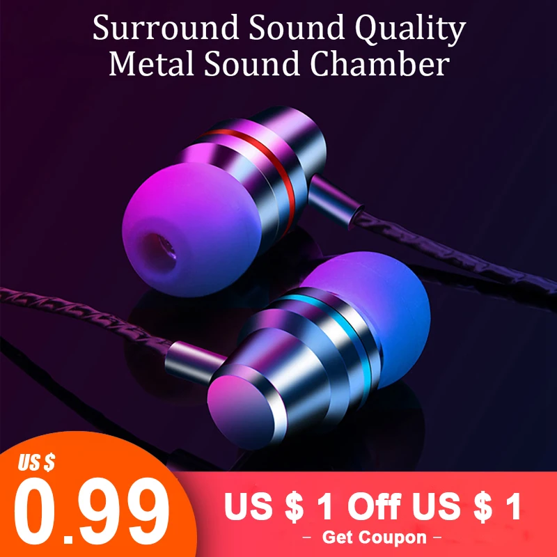 

Wired Earphones For Mobile Phone Headphones 5 Colors 3.5mm Bass Sound Sport Micro Earbuds For iPhone Computer With Mic Headset