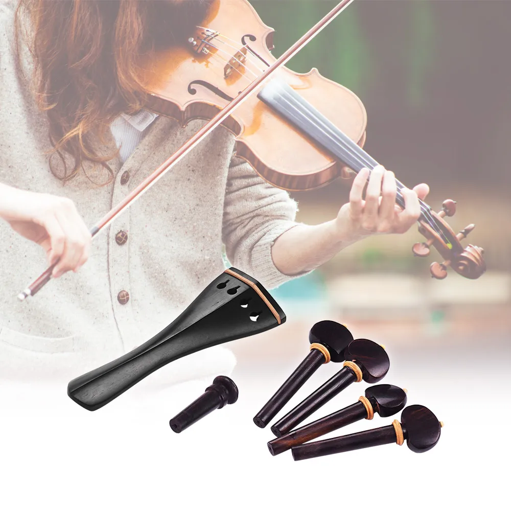 

Violin Making Kits Set of Polished 4 Strings Violin Tailpiece Bridge Pin Tuning Pegs Smooth and Trim Orchestral Strings Parts