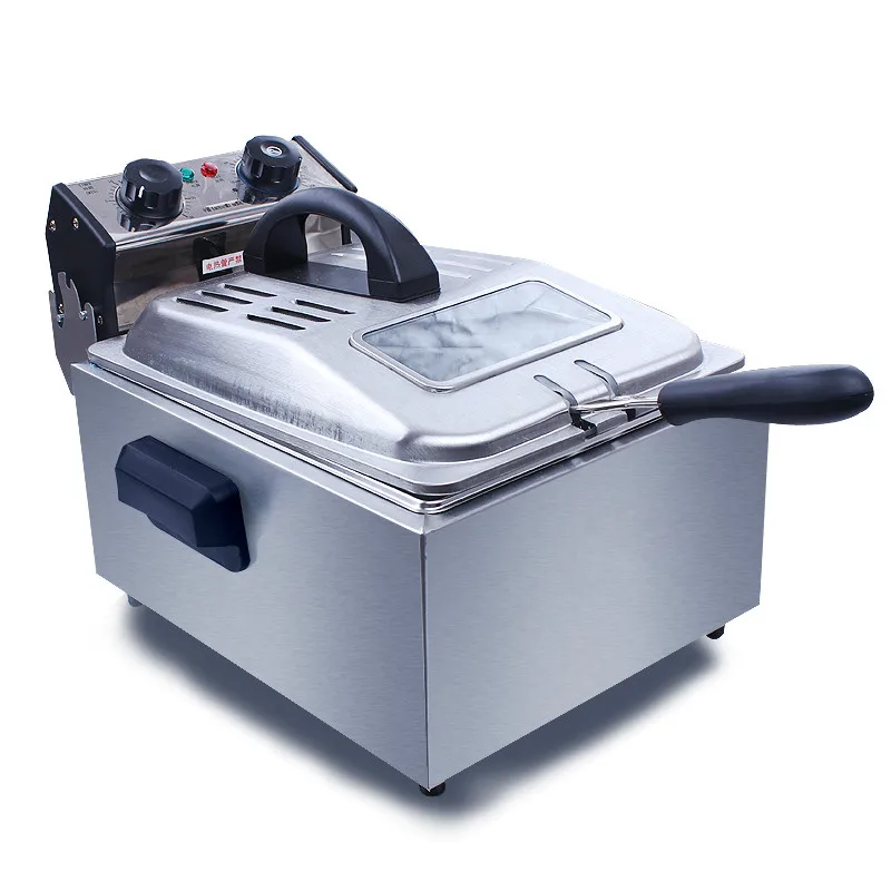 US $257.50 Free shipping Electric Deep Fryers Nonsmoking single cylinder single sieve electric frying pan electric fryer electric fryer 6L