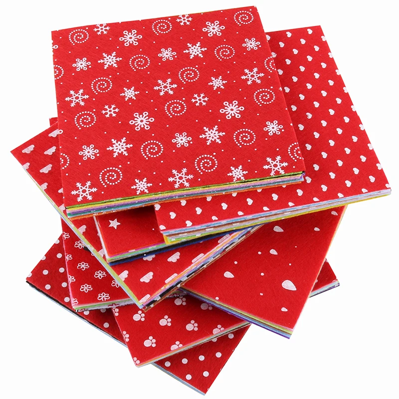 1mm Thickness Printed Non Woven Felt Polyester Fabric For DIY Handmade Sewing Doll&Crafts Material 10Pcs/Pack 15x15cm
