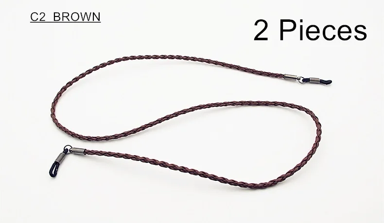 C2 BROWN 2 pieces SWOKENCE 2 шт./лот PU Twist Rope очки цепи элегантные противоскользящие солнечные очки с цепочкой ремешок веревка для очков по рецепту GW05 - Цвет: C2 BROWN 2 pieces