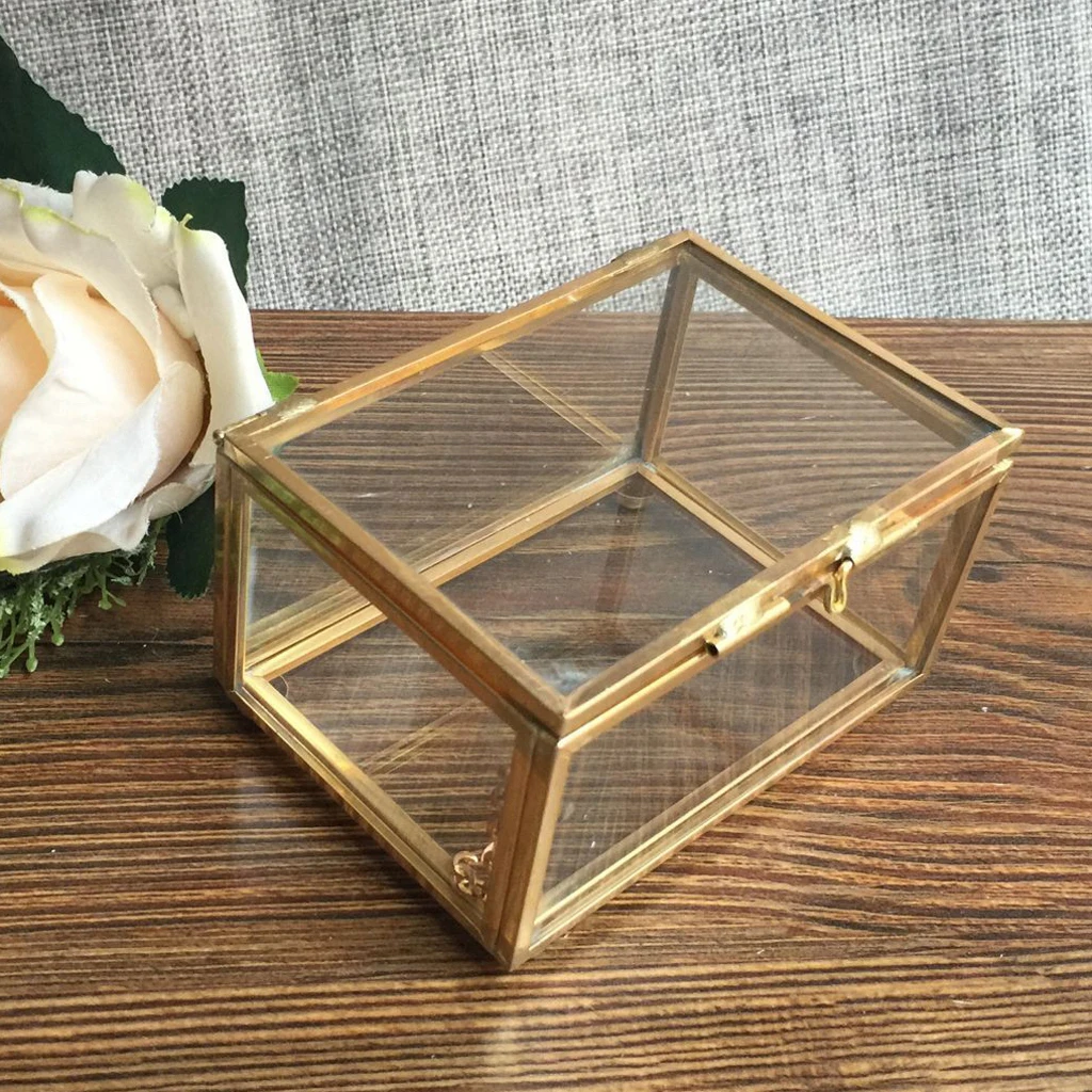 Glass House Terrarium Geometric Container Planter Wedding Card Box Candle Table Decor - 13 x 13 x 8cm
