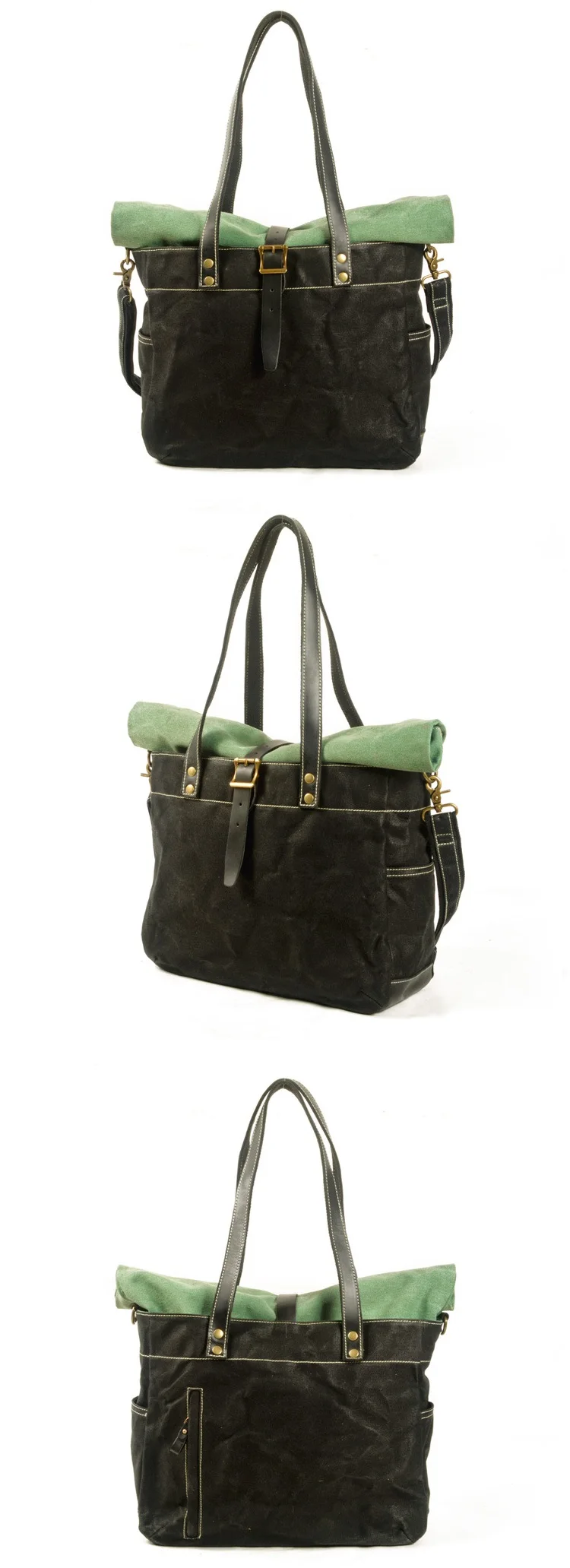 Front Show of Roll Top Canvas Tote