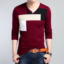 Новинка года; сезон осень-зима; вязание с зади с длинными рукавами для молодых мужчин; модный свитер с v-образным вырезом