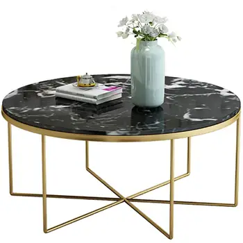 

Nordic Living Room Tempered Glass Coffee Table Wrought Iron Round Creative Simple Modern Simple Small Apartment Marble