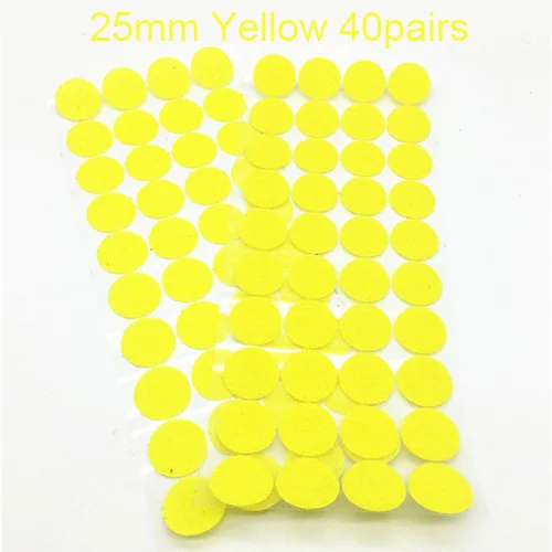 25mm Yellow 40pairs 100 пара желтый клей крепление 10/15/20/25/30 мм в горошек нейлон крюк и петля, Стикеры Круглые сильные самоклеящаяся крепежная лента - Цвет: 25mm Yellow 40pairs