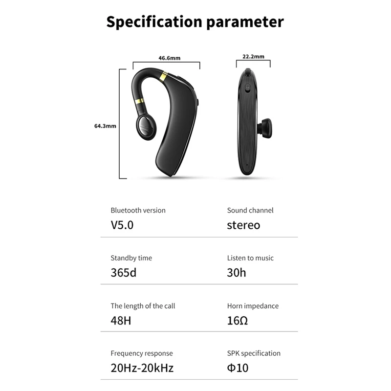 A10 Bluetooth Headphones Handsfree Wireless Headset Business Headset Drive Call Sports Earphones for iPhone Samsung