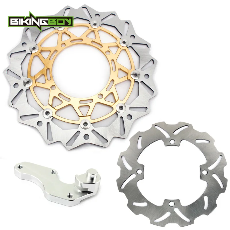 Gold Silver BIKINGBOY для Suzuki RM-Z 250 04-18 РМЗ 450 05-17 16 15 14 13 12 11 10 09 08 спереди и сзади тормозные диски роторы кронштейн 320 мм - Цвет: Gold Silver