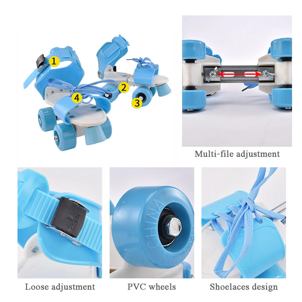 Roller Skating Shoes Set Adjustable Size Children Double Row