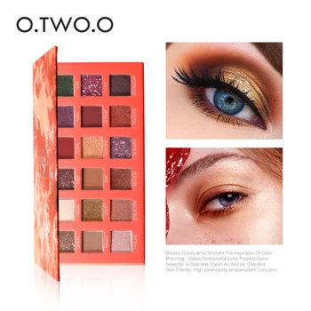 

O.TWO.O Eye Shadow Matte Shimmer Pigment Powder 18 Colors Long Lasting Makeup Brown Purple Eyeshadow Make Up Palette D01