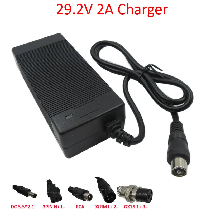 Зарядное устройство 24 В 29 2 в 2A LiFePO4 зарядное RCA DC XLRM GX16 разъем для 8S V LFP