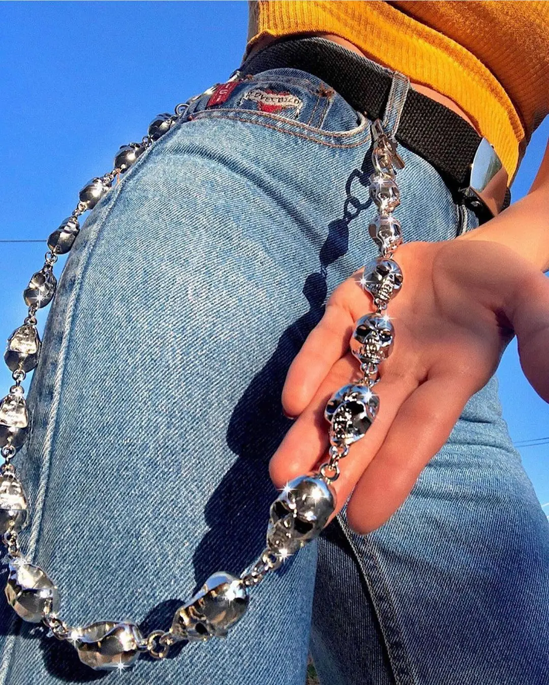 59cm Men's Waist Key Chain Skull Head 