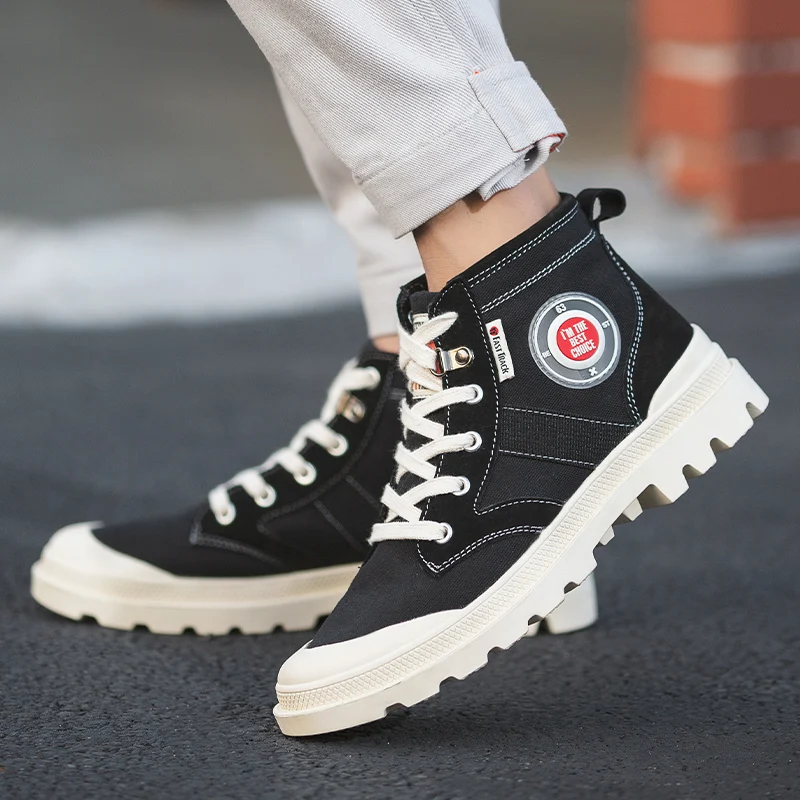 

Leisure Mens Walking Men Military Footwear Canva Work Boots For Men Ankle Combat Boots Canvas Leather Sneakers Flat Desert Boots