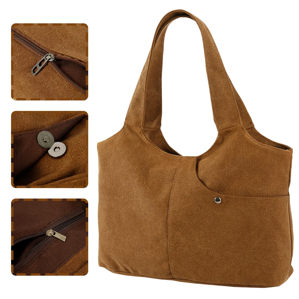 

Women Fashion Canvas Shoulder Bag Large Capacity Female Big Tote Handbag Folding Reusable Shopping Bags Thin Strap Cloth Bags