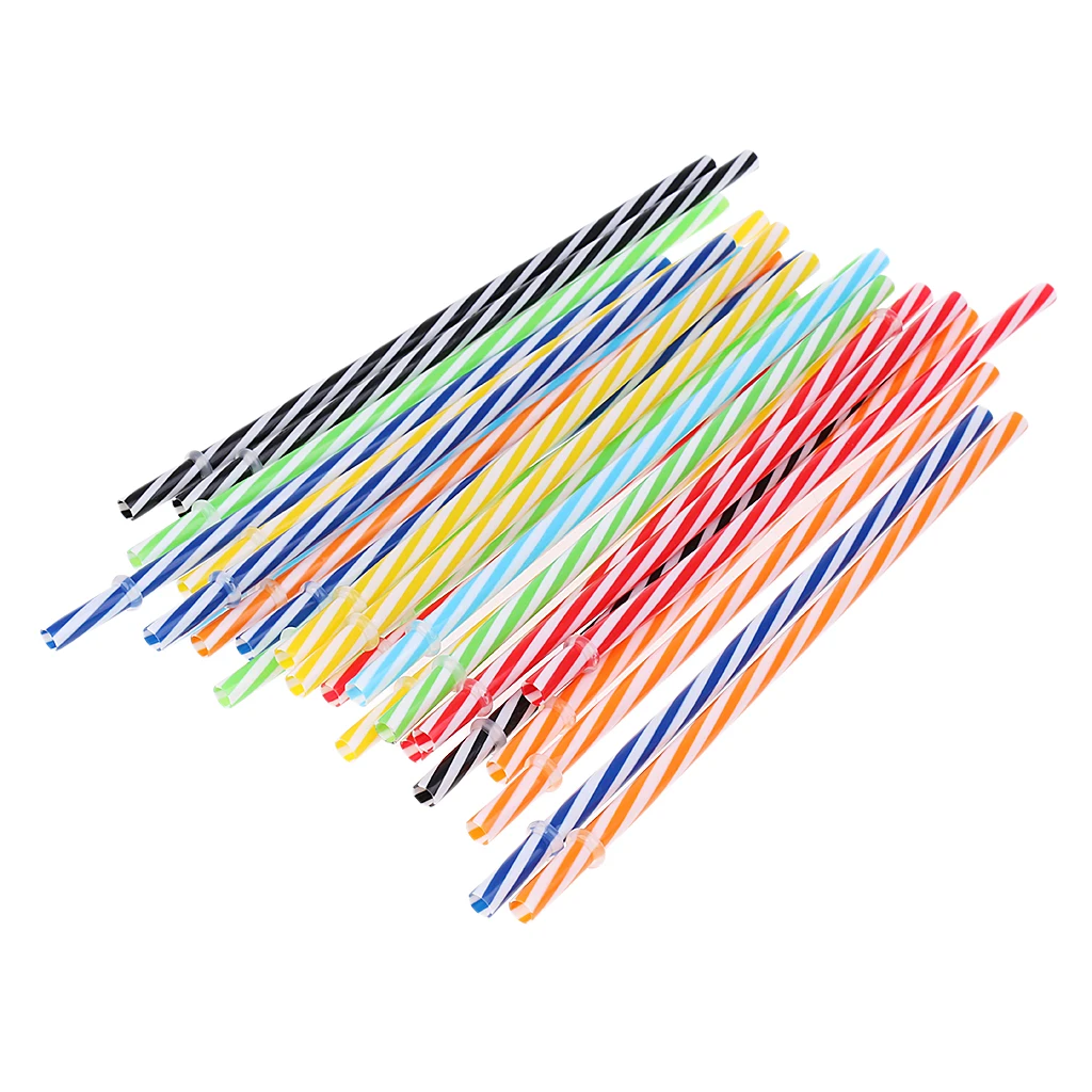 25x Colorful Reusable Hard Plastic Acrylic Rings Jar Straws + 1x Cleaning Brush Baby Shower Home Birthday Party Tableware