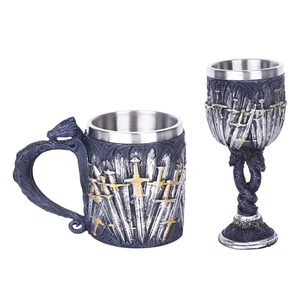 

Medieval Dragon Iron Throne Of Swords Mug Beer Stein Tankard Coffee Cup Skull Goblet For Halloween Cool Man Gift