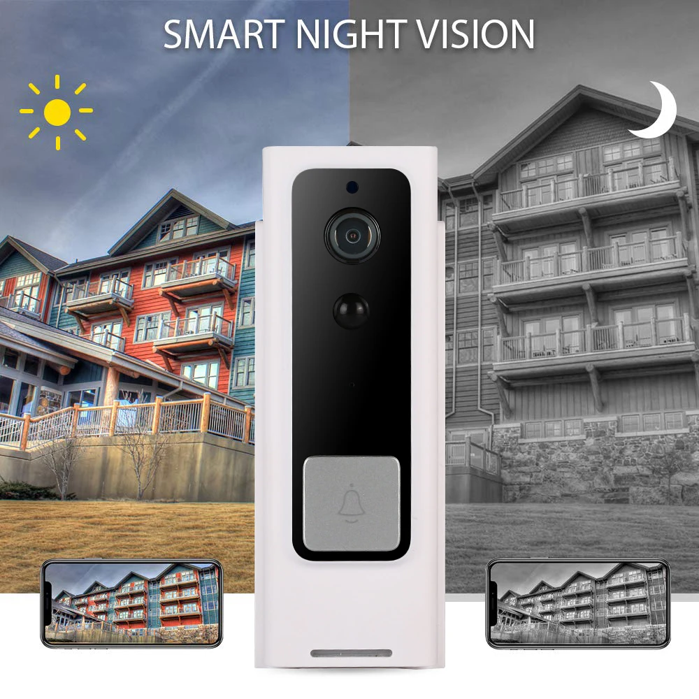 Lonsonho Smart Wifi Doorbell Camera Ring Door Bell Tuya Smart Life App Intercom PIR Motion Detector Night Vision Security Camera