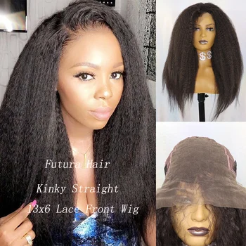 

IvyNa Kinky Straight Synthetic Lace Front Wigs 13x6 Futra Heat Resistant Hair Italian Yaki Lace Front Wigs with Baby Hair 200%