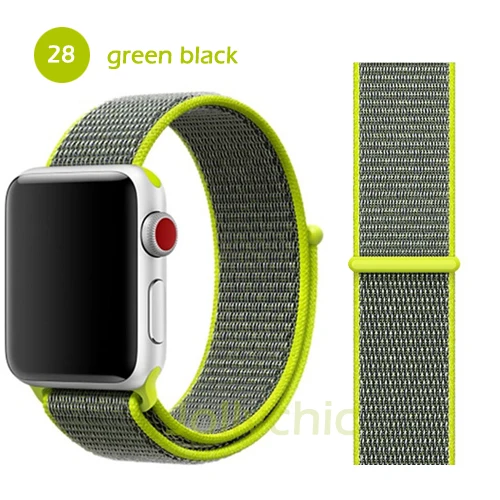Нейлоновая Мягкая дышащая повязка для Apple Watch Series 4 3/2/1 полосы 38 мм 42 ММ сменная Спортивная петля для iwatch 4 3 2 1 40 мм 44 мм - Цвет ремешка: green black