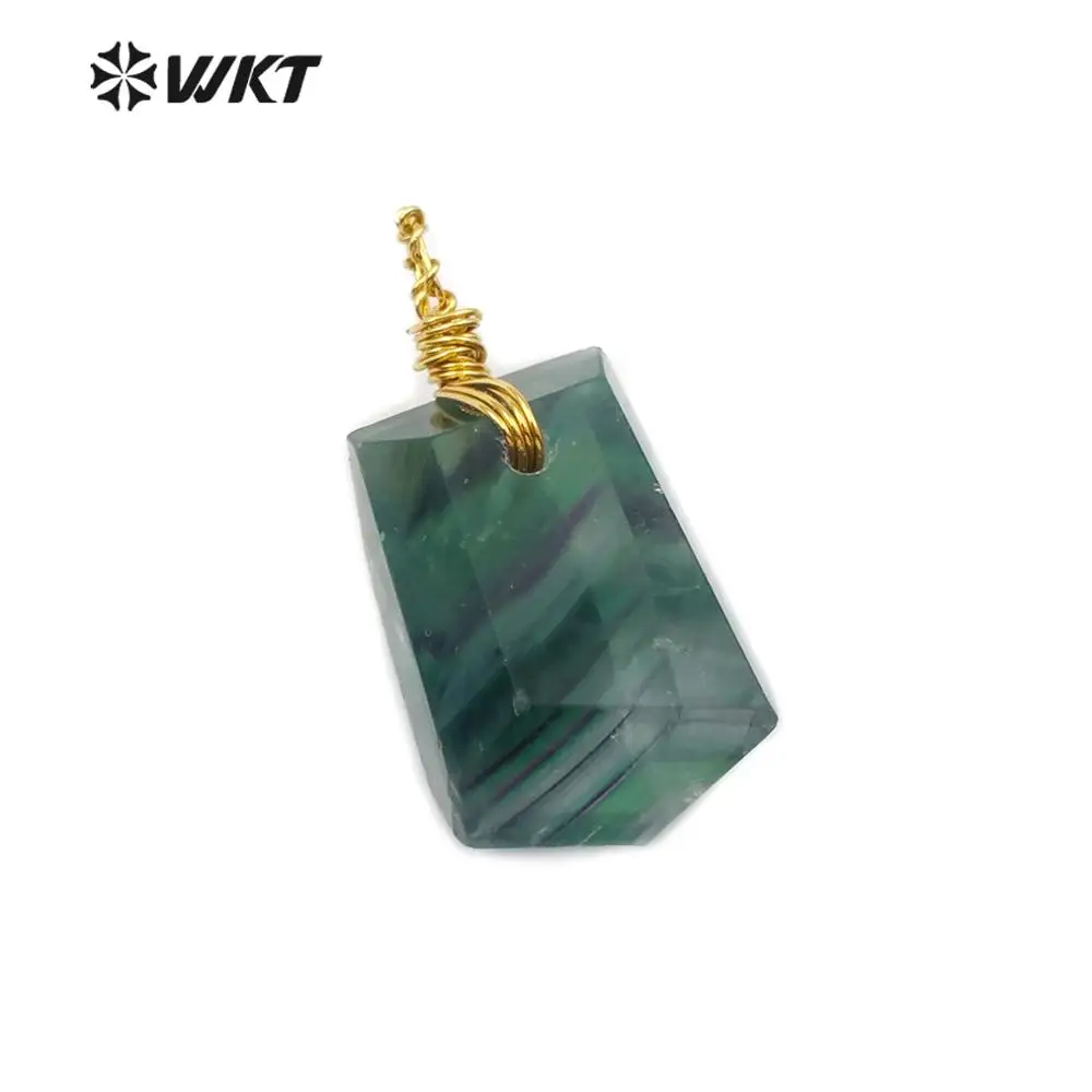 WT-P1453 натуральный синий Вену бирюзовый кулон прямоугольной формы драгоценные камни с золотым покрытием женская подвеска на цепочке кулон ювелирные изделия