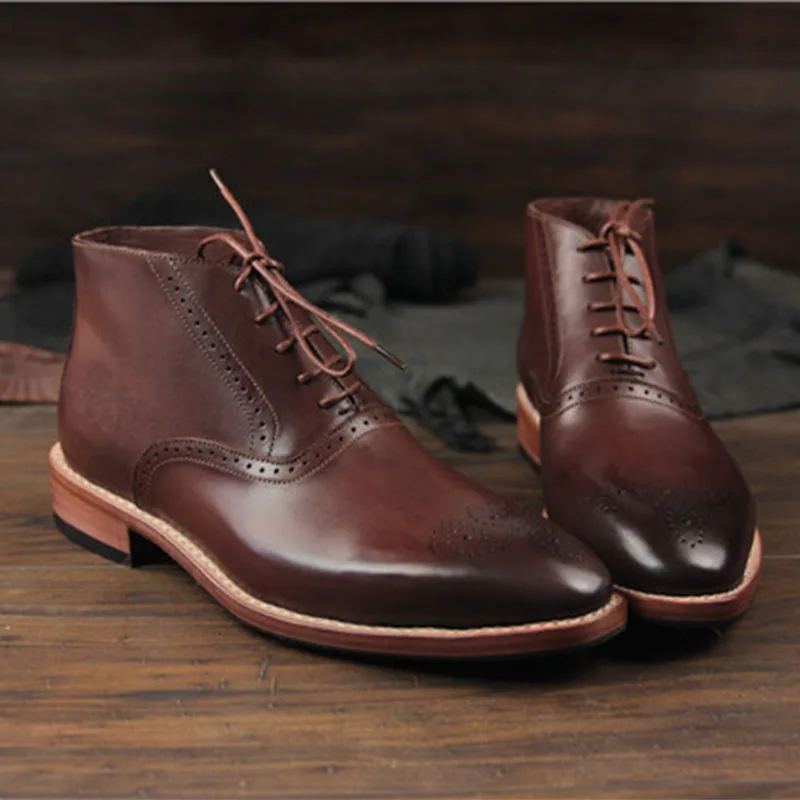 Sipriks Itlian Handmade Genuine Leather Wool Boots For Men Vintage Lacing Keep Warmest Winter Boot Brown Black Oxofrds Shoes 46