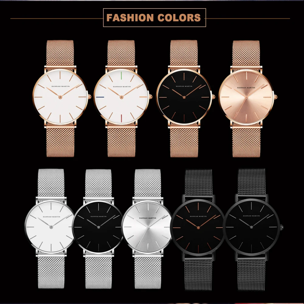 Hannah Martin New 2021 Top Brand Luxury Japan Quartz Wristwatch Stainless Steel Rose Gold Waterproof Watch for Women reloj mujer 5